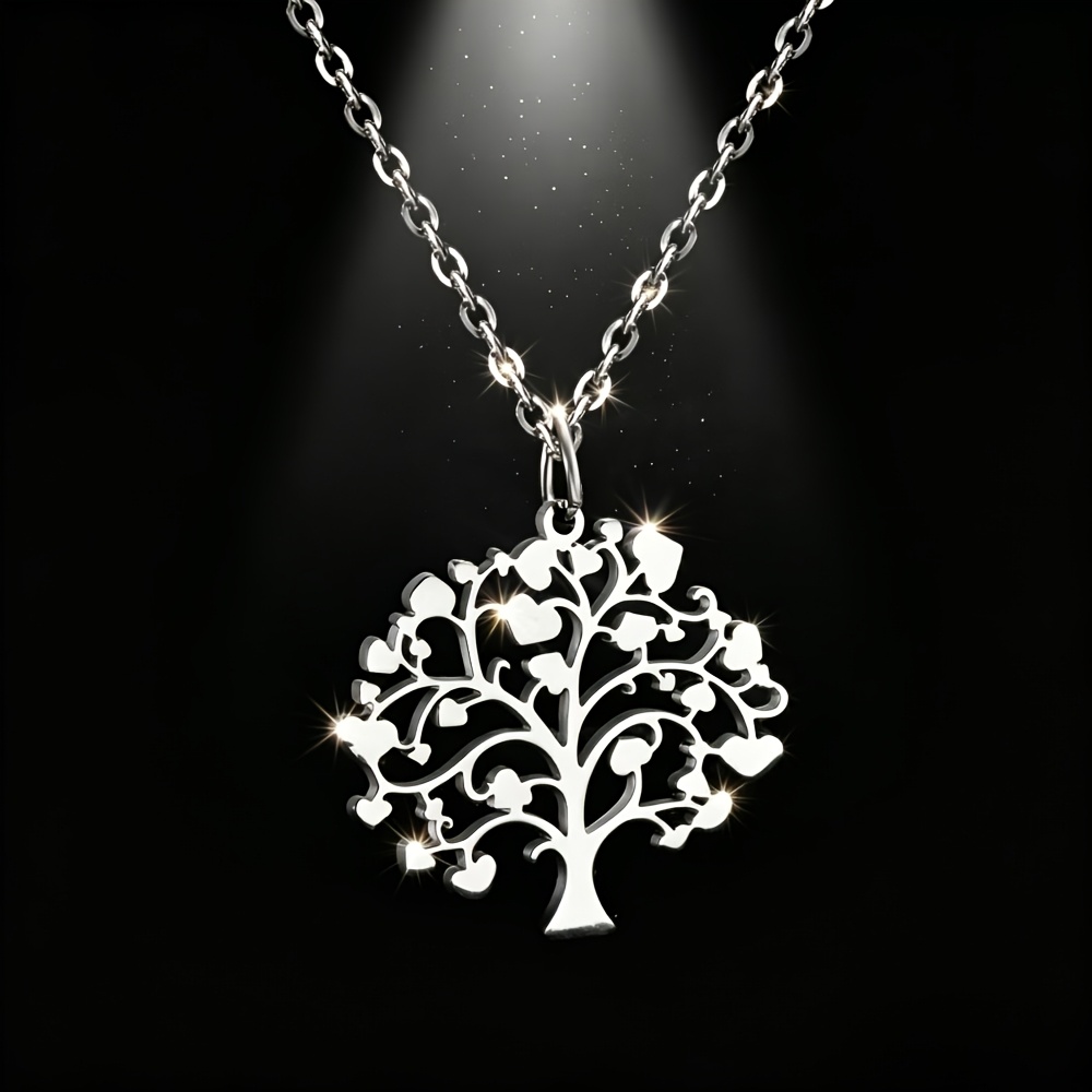 Hollow Heart-Shaped Tree of Life Pendant Necklace
